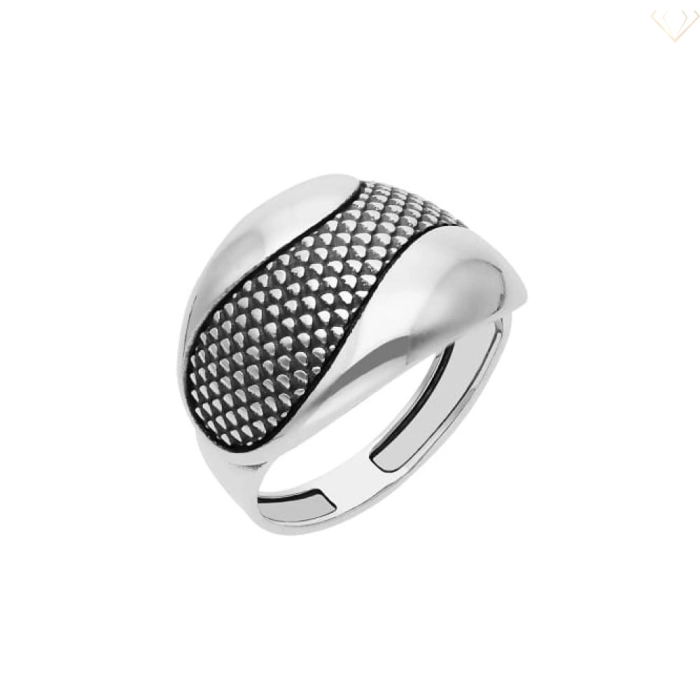 Srebrny pierścionek stylowy szeroki z oksydowany ze wzorem R19