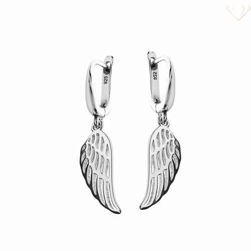 Srebrne kolczyki 925 wiszące skrzydła anioła