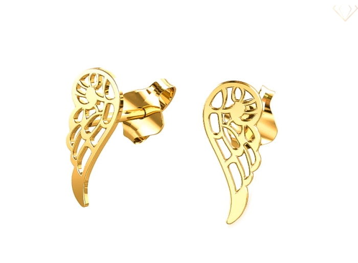 Srebrne kolczyki pozłacane skrzydła sztyft wkrętki pr.925