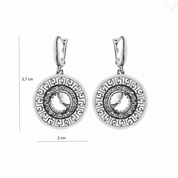 Srebrne kolczyki pr.925 wiszące z cyrkoniami grecki wzór