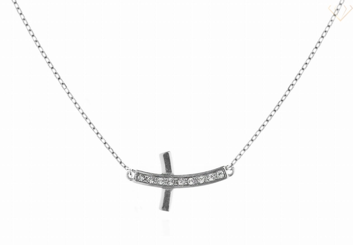 Srebrny naszyjnik z zawieszką krzyż z cyrkoniami