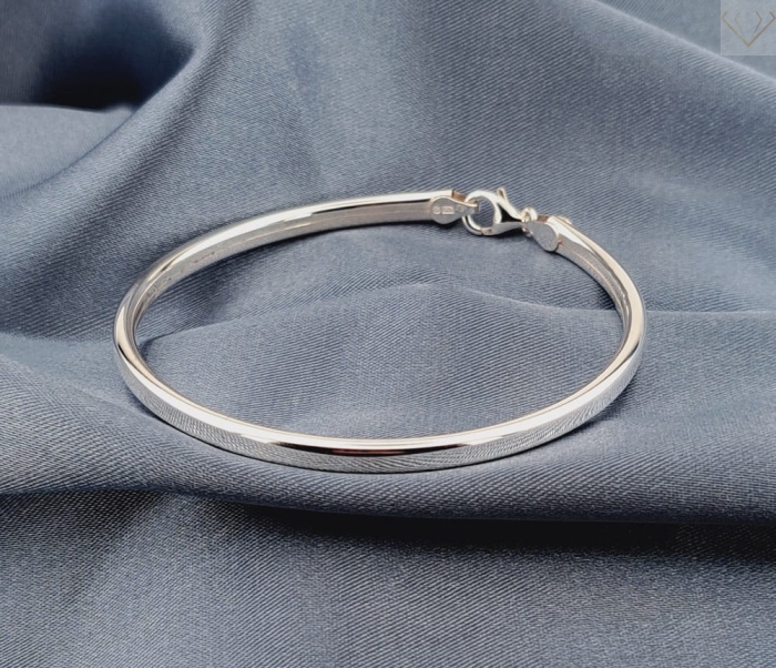 Srebrna bransoletka sztywna gładka zapinana próba 925
