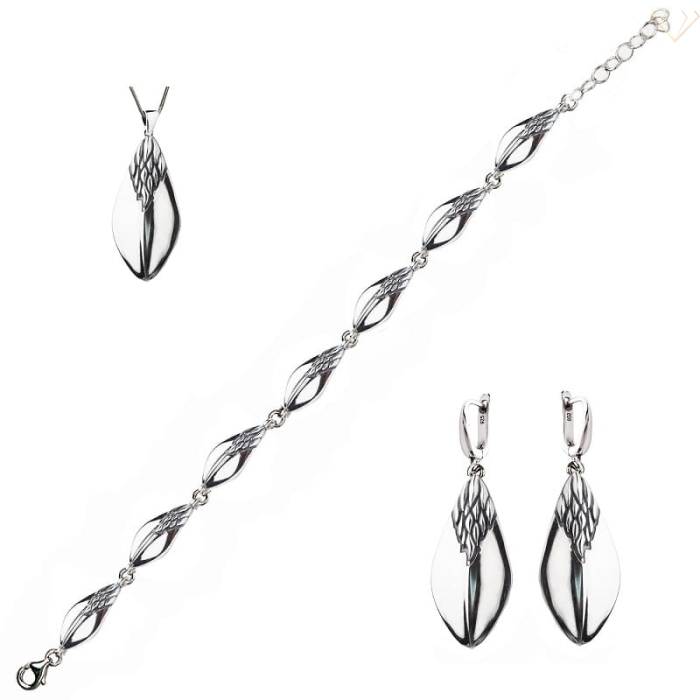 Komplet srebrnej biżuterii oksydowanej ze wzorem pr925 Susetti srebro