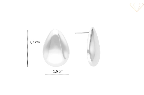 Kolczyki srebrne na sztyft w formie kropli – gładkie, lśniące, minimalistyczne